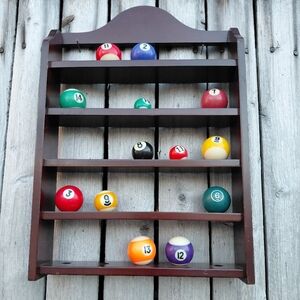 Vintage 90s wooden golf ball round object display rack 1994 The Bombay Company